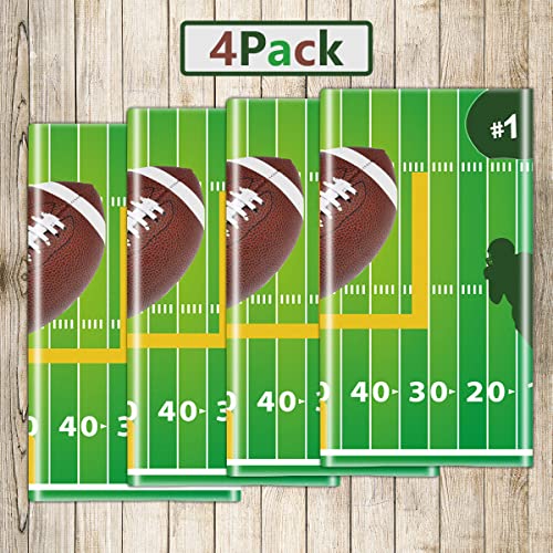 Football Table Covers - 4 Pack, 51x86 Inch Tablecloths for Parties