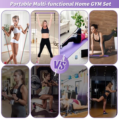 Portable Pilates Bar Kit with Resistance Bands - Full-Body Workout