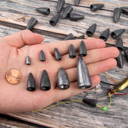 Bullet Fishing Weights 1/16oz - 30-Pack Lead Sinkers for Texas & Carolina Rigs