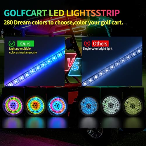 47.25" USB Powered RGB LED Strip Lights for Golf Carts with APP & Remote