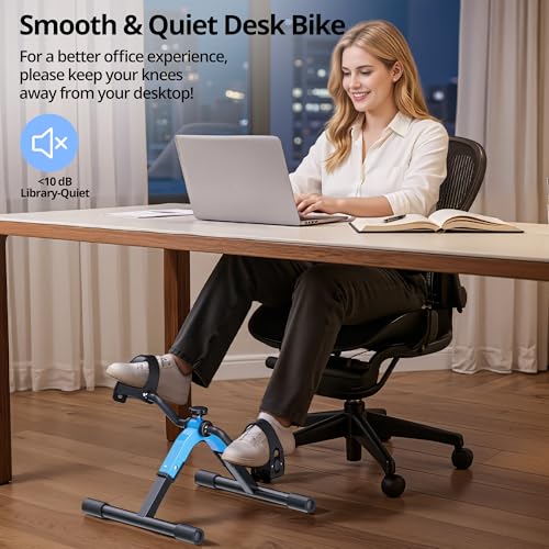 Mini Folding Pedal Exerciser Under Desk Bike for Arms & Legs - Blue