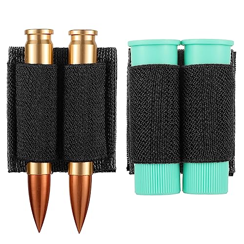 Tactical Shotgun Shell Holder - 2 Pack Buttstock Carrier - Black-2 Round