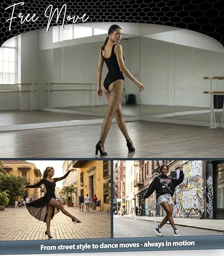 Black Fishnet Tights - High Waist Crotchless Pantyhose for Women