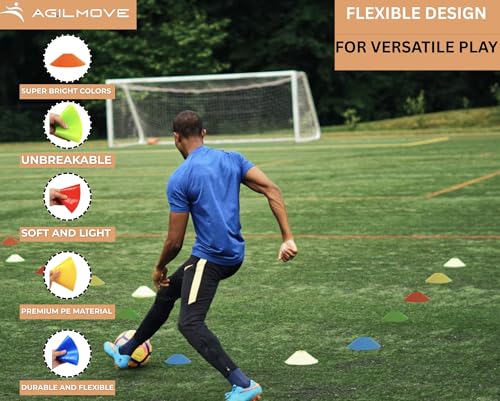 Agility Soccer Cones Set of 25 - Durable Training Equipment with Mesh Bag