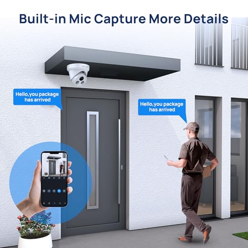 4MP PoE IP Camera Outdoor, Security Network Camera with Mic/Audio, 2.8mm Lens Wide Angles,Smart Human/Vehicle Detection,98ft IR Night Vision,H.265+,IP67 Waterproof,BlueIris,NDAA Compliant