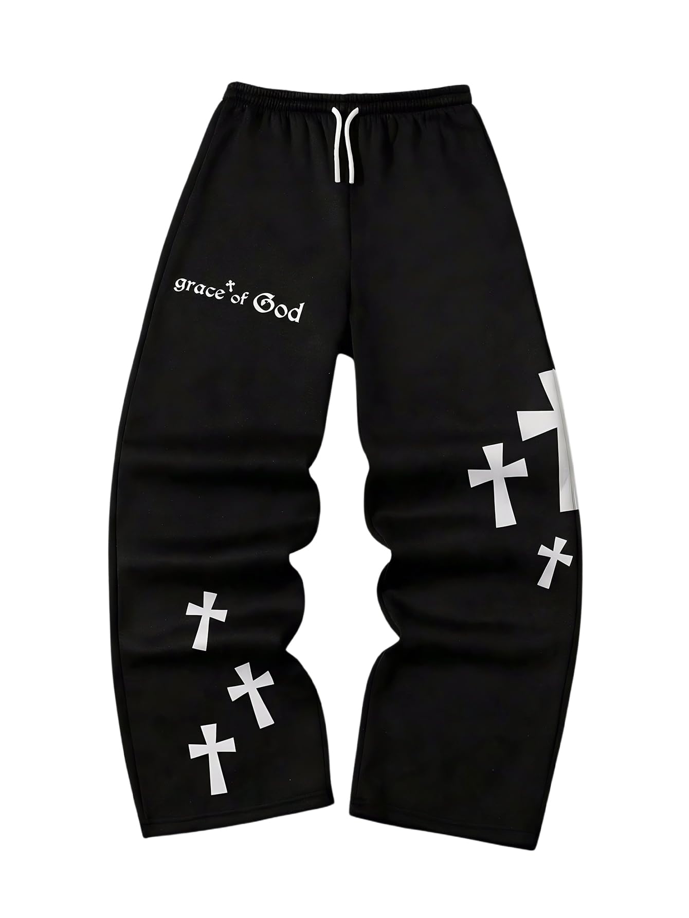 SOLY HUX Boy's Graphic Sweatpants Y2k Gothic Elastic Waist Straight Leg Baggy Pants Streetwear Black Cross 13Y