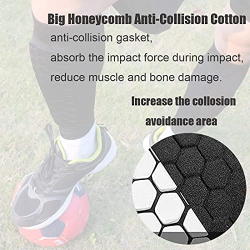 Soccer Shin Guards with Honeycomb Foam Pads - Black Medium