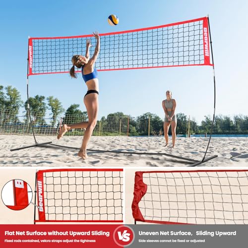 12FT Portable Volleyball Net - Adjustable Height Freestanding Set