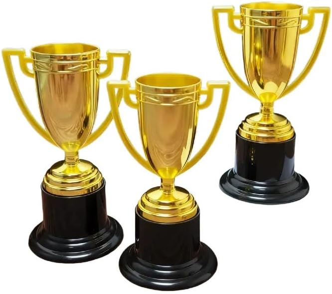 Mini Gold Award Trophy Cups - 4 PCS 3.74 Inch Plastic Trophies for Graduation & Sports Events
