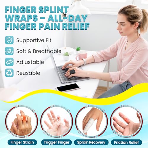 CEYOME Medium Adjustable Finger Splint Wraps 2 Pack for Support & Alignment