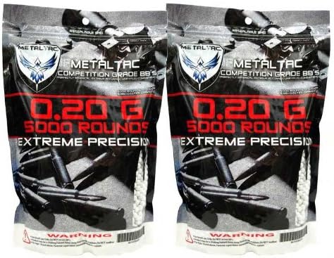 MetalTac Airsoft BBs - .20g Match Grade 6mm Pellets | 10,000 Rounds for Precision Shooting
