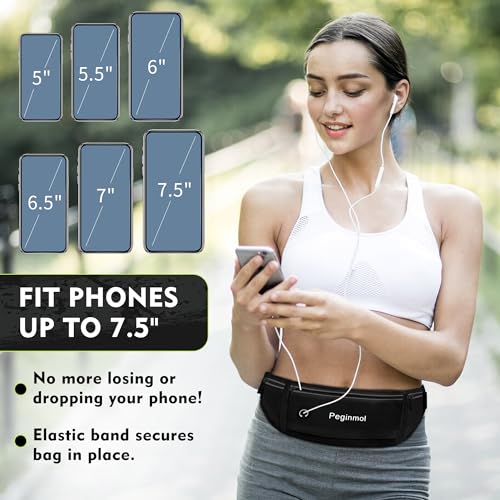 Slim Running Belt Fanny Pack - Waterproof & Reflective - Black