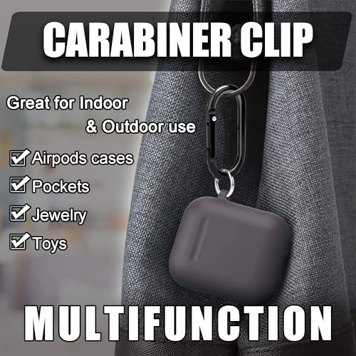 12-Pack Aluminum Carabiner Keyring Clips - Black