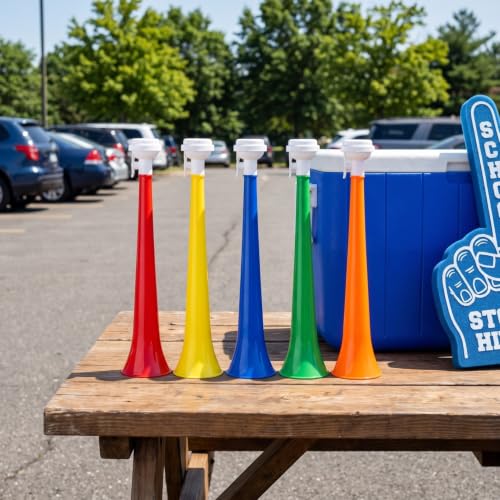 11" Plastic Stadium Horns - 10 Pack Colorful Noise Makers