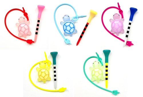 LUCIDDREAM Glow in Dark Turtle Golf Tees Hanger 5 Pcs Silicone- 3-1/4" Adjustable Height Tee - Tee Loss Prevention- Excellent Golf Accessory Gift- Golf Tees Holder- Durability and Stability Gift