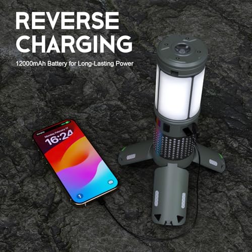 Tesmax Green Telescopic Camping Light with Stand 40H Playtime, Magnetic Base