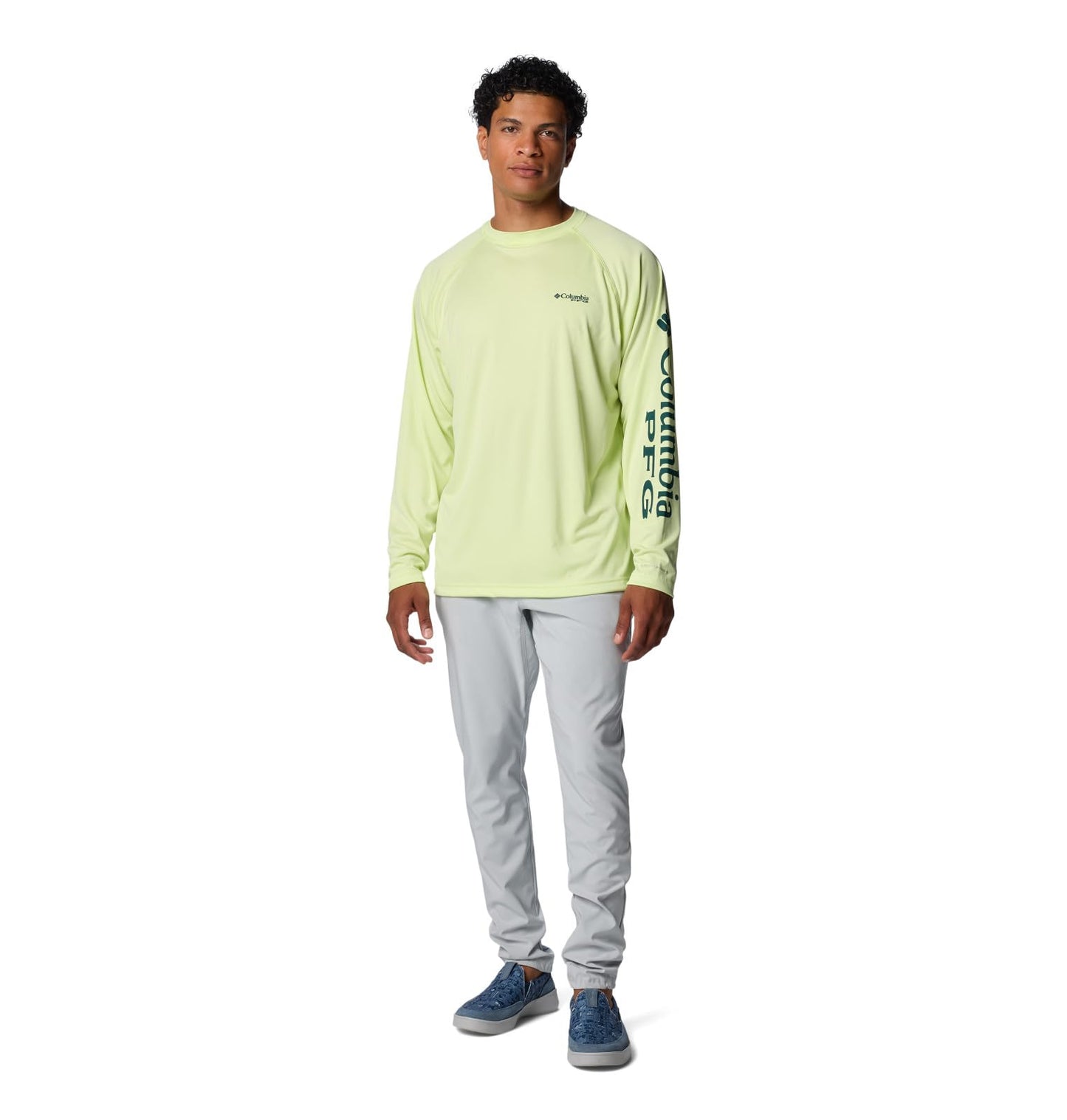 Columbia Men's Terminal Tackle Long Sleeve Shirt, Spring Yellow/Midnight Teal Logo, 3X Big