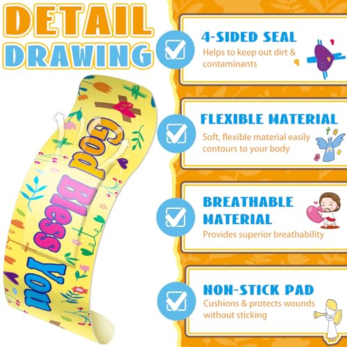 Geiserailie 200 Jesus Christian Bible Verse Kids Bandages Bulk - Child-Friendly Wound Care