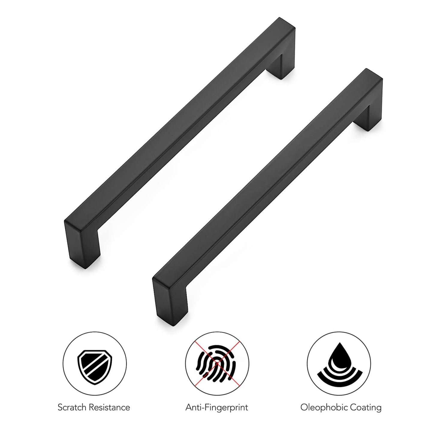 Ravinte 1 Pack 6-1/4 Inch Kitchen Square Cabinet Handles Matte Black Pulls Stainless Steel Drawer Pulls Kitchen Cabinet Hardware Handles