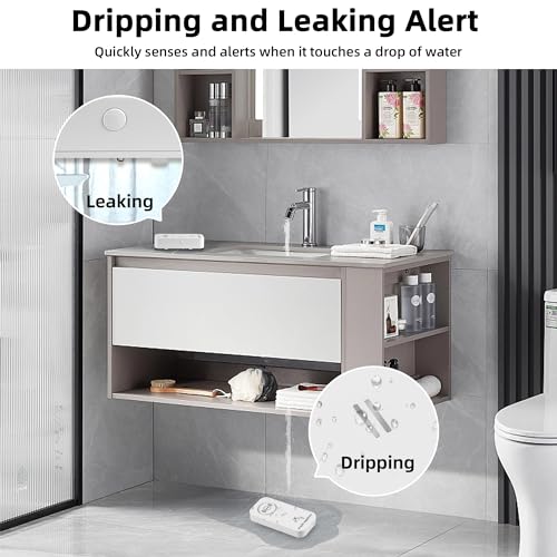 Water Sensor Alarm Leak Detector 90dB Adjustable Audio Alarm Sensor, Sensitive Leak and Drip Alert for Kitchen Bathroom Basement (2 Pack)