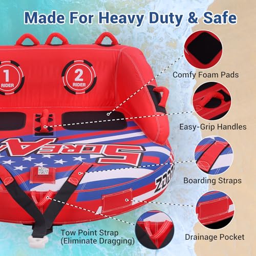 Towable Tube for Boating - 2-3 Person, Extra Large Capacity