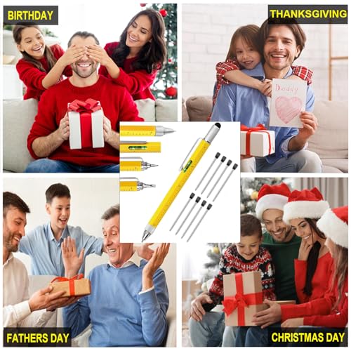 6 in 1 Multitool Pen Set - Yellow, Ruler & Screwdriver