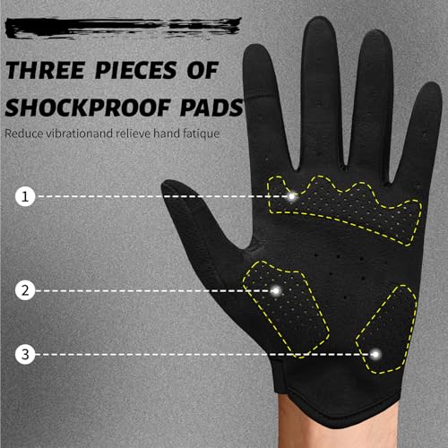 VXW Cycling Gloves Men Women Large Black Reflective Anti-Slip Shock Absorbing MTB Gloves
