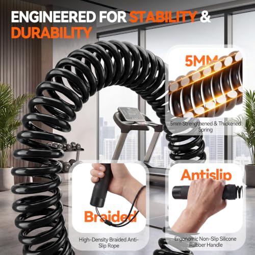 Ropeless Battle Ropes for Home Gym - 3 Adjustable Resistance, Black
