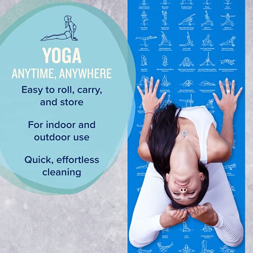 NewMe Fitness Blue Thick Yoga Mat with Built-In Pose Guide - 5mm Non-Slip Pilates