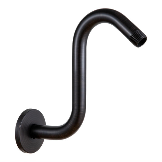 OFFO Shower Head Extension Arm 8 in, Oil Rubbed Bronze S Shaped Shower Arm with Flange High Rise Goose Neck Shower Extension