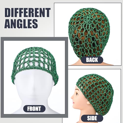 Mesh Crochet Hair Nets Set - 4 Pcs in Black, Green, Pink, Beige