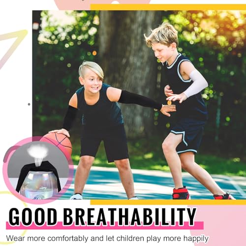 Kids Cooling Arm Sleeves for Sports - Black & White