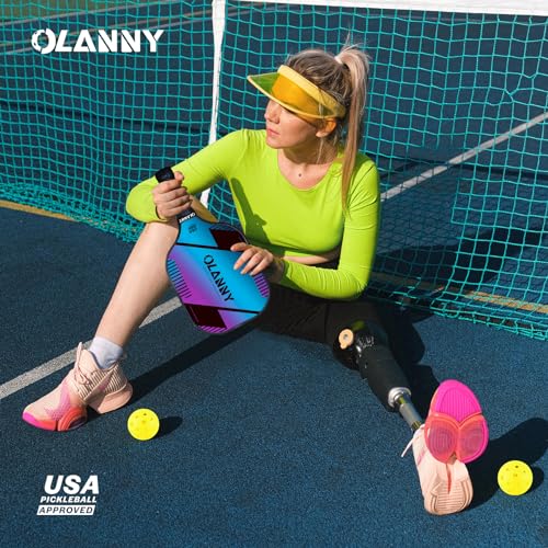 OLANNY Gradient Graphite Pickleball Paddles Set - Premium Fiber Face & Honeycomb Core
