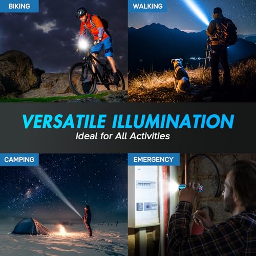 WdtPro LED Flashlight High Lumens SR2000 Pro, 4 Pack Brighter Tactical Flashlights with 5 Modes & Zoomable, Powerful Mini Flash Light for Emergency, Camping, Hiking (Colorful)