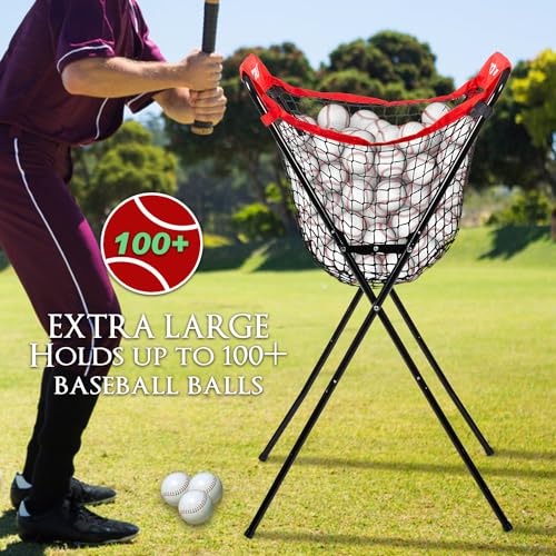 Baseball Caddy with Easy Foldable Design, 100+ Ball Capacity & 40lb Load