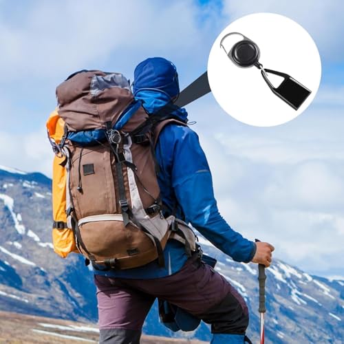 Retractable Lighter Clip Set - 2 Black Belt Leashes for Outdoor