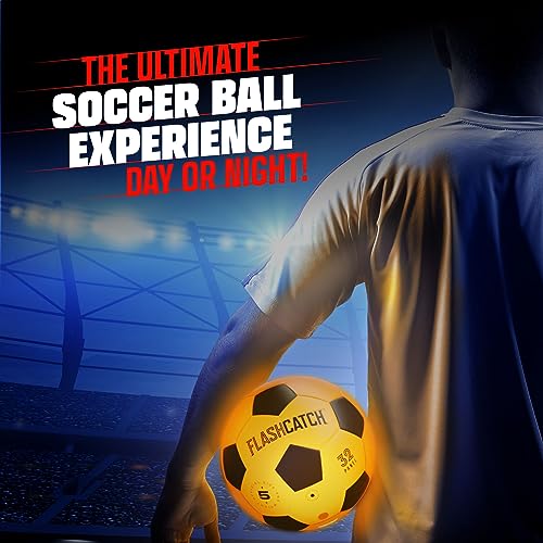FlashCatch Light-Up Soccer Ball Size 5 Glow in the Dark Official US