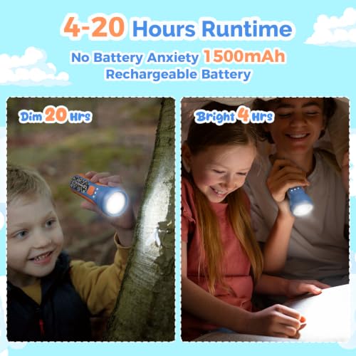 ETENWOLF L1 Rechargeable Kids Flashlight with DIY Stickers - 6 Modes, 360 Lumens, USB-C Rechargeable, Waterproof, Drop-Tested, Giftable