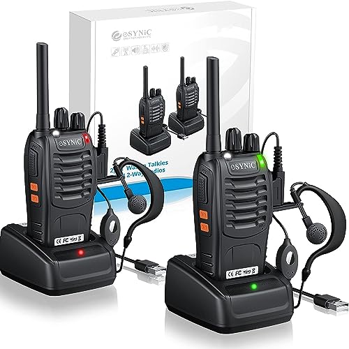 eSynic 2 Pack Long Range Walkie Talkies Kit Waterproof Compact VOX Radio with Flashlight for Kids & Adults