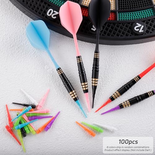 2BA Thread Soft Tip Dart Points - 100 Pack - 8-Color Mix