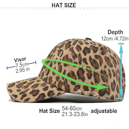 Distressed Leopard Print Baseball Cap - Medium