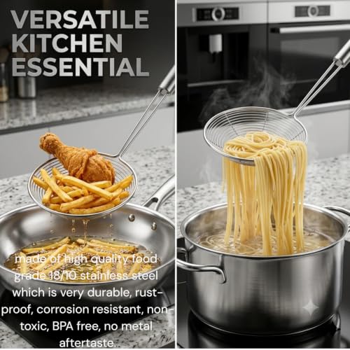 Stainless Steel Spider Strainer Skimmer - 13.7 Inch Kitchen Utensil