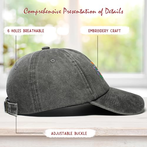 Adjustable Washed Cotton Nana Hat for Grandkids - Dark Grey Gift for Nana