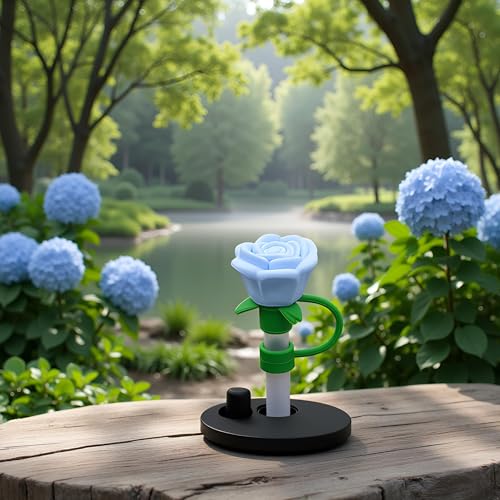 10mm Rose Flower Straw Cover for 30 & 40 oz Tumblers - Blue