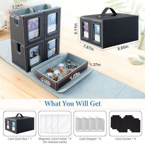 Henyopet MTG Commander Deck Box with 900+ Card Capacity, Magnetic Closure & Accessories