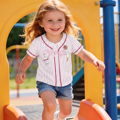 Hawaiian Baseball Jersey for Toddler Girls Summer Vacation Theme Park