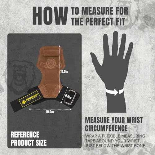 Weight Lifting Straps - Double Leather Gym Straps with Cushion Wrist Loop - One Size, Brown