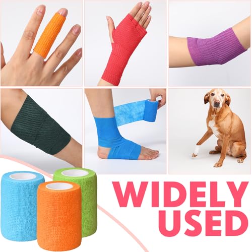 Treela 64 Pack 3" X 5 Yards Self Adhesive Bandage Wrap Multi Color