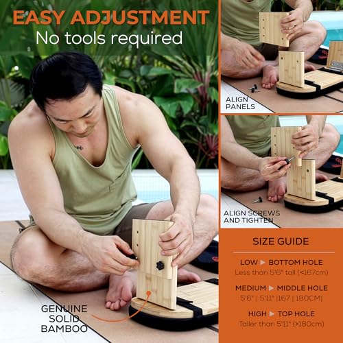 Adjustable Meditation Bench - 3 Height Settings, Bamboo & Cushioned Seat