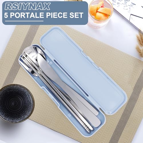 5-Piece Stainless Steel Travel Utensils Set with Storage Case